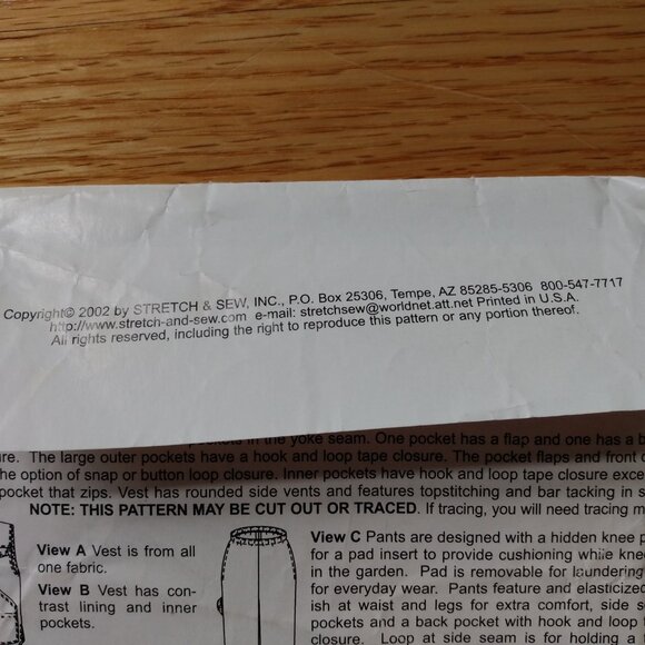 Vintage Vest and Japanese Garden Pants Sewing Pattern Pockets Men's Women's - Picture 5 of 8